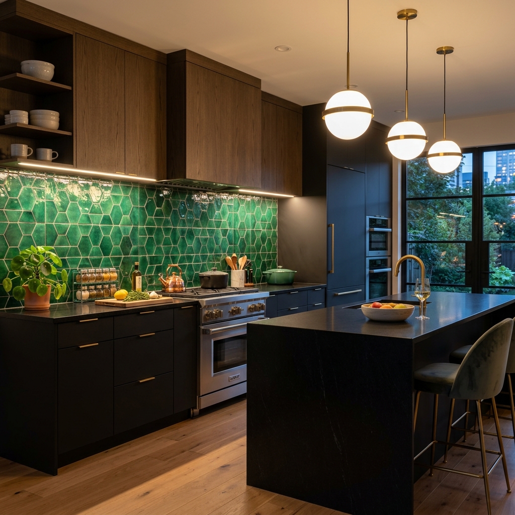 Emerald Green Geometric Tiles